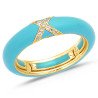 Ring in Turquoise Enamel  Yellow Gold and Diamonds