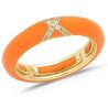 Ring in Orange Hermes Enamel  Yellow Gold and Diamonds