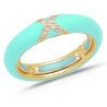 Anello in Smalto Blu Tiffany Oro Giallo e Brillanti