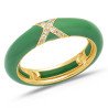 Ring in Green Enamel  Yellow Gold and Diamonds