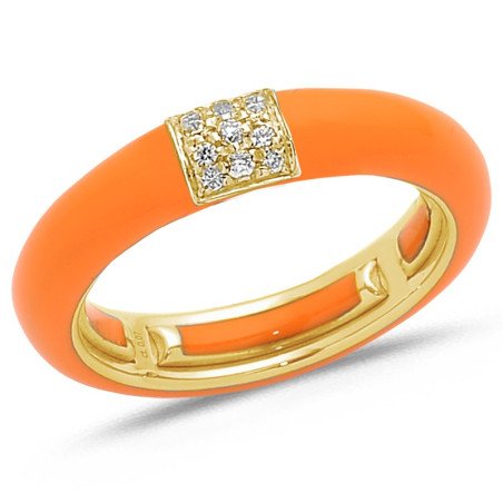 Anello in Smalto Hermes Orange Oro Giallo e Brillanti