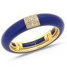 Ring in Blue Navy Enamel Yellow Gold and Diamonds