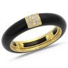 Ring in Black Enamel Yellow Gold and Diamonds