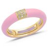 Ring in Pink Enamel Yellow Gold and Diamonds