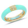 Ring in Blue Tiffany  Enamel Yellow Gold and Diamonds