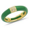 Ring in Green Enamel Yellow Gold and Diamonds