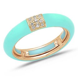 Ring in Blue Tiffany Enamel Rose Gold and Diamonds