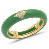 Ring in Green Enamel  Yellow Gold and Diamonds