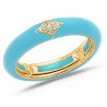 Ring in Turquoise Enamel  Yellow Gold and Diamonds