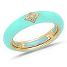 Ring in Blue Tiffany Enamel  Yellow Gold and Diamonds