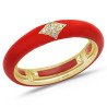 Ring in Red Enamel  Yellow Gold and Diamonds