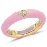 Ring in Pink Enamel  Yellow Gold and Diamonds