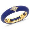 Anello in Smalto Navy Blu Oro Giallo e Brillanti