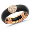 Ring in Black Enamel, Rose Gold and Diamonds