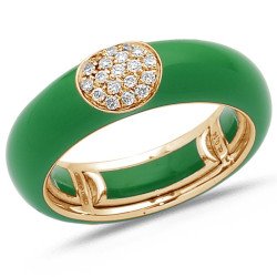 Ring in Green Enamel, Rose Gold and Diamonds