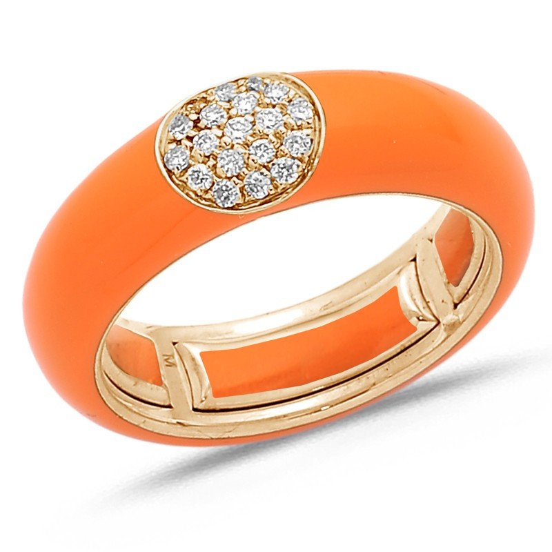 Anello in Smalto Hermes Orange Oro Rosa  e Brillanti