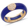 Anello in Smalto Navy Blu Oro Rosa  e Brillanti