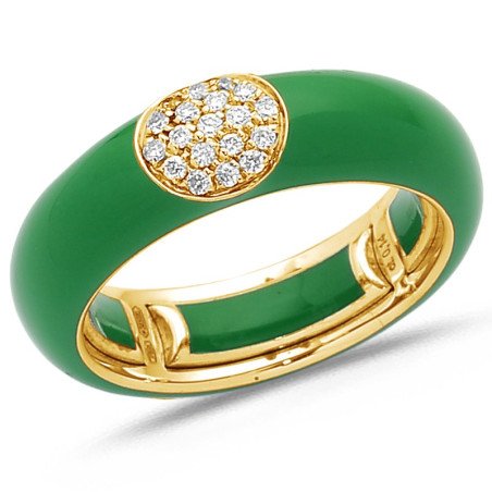 Ring in Green Enamel, Rose Gold and Diamonds