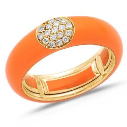 Anello in Smalto Hermes Orange Oro Giallo e Brillanti