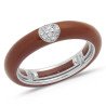 Ring in Brown Enamel White Gold and Diamonds