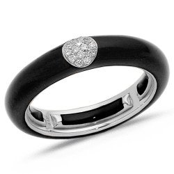 Ring in Black Enamel White  Gold and Diamonds