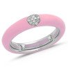 Ring in Pink Enamel White  Gold and Diamonds