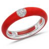 Ring in Red Enamel White Gold and Diamonds