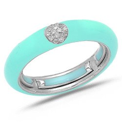 Ring in Blue Tiffany Enamel White Gold and Diamonds