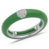 Ring in Green Enamel White Gold and Diamonds