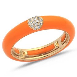 Anello in Smalto Hermes Orange  Oro Rosa e Brillanti