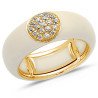 White Ivory Enamel Yellow Gold Ring with Diamonds