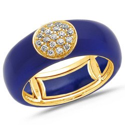 Anello Smalto Blu Navy Oro Giallo e Brillanti