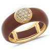 Brown Enamel Ring, Yellow Gold and Diamonds