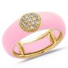 Pink Enamel Ring, Yellow Gold and Diamonds