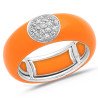 Anello Smalto Hermes Orange Oro Bianco e Brillanti