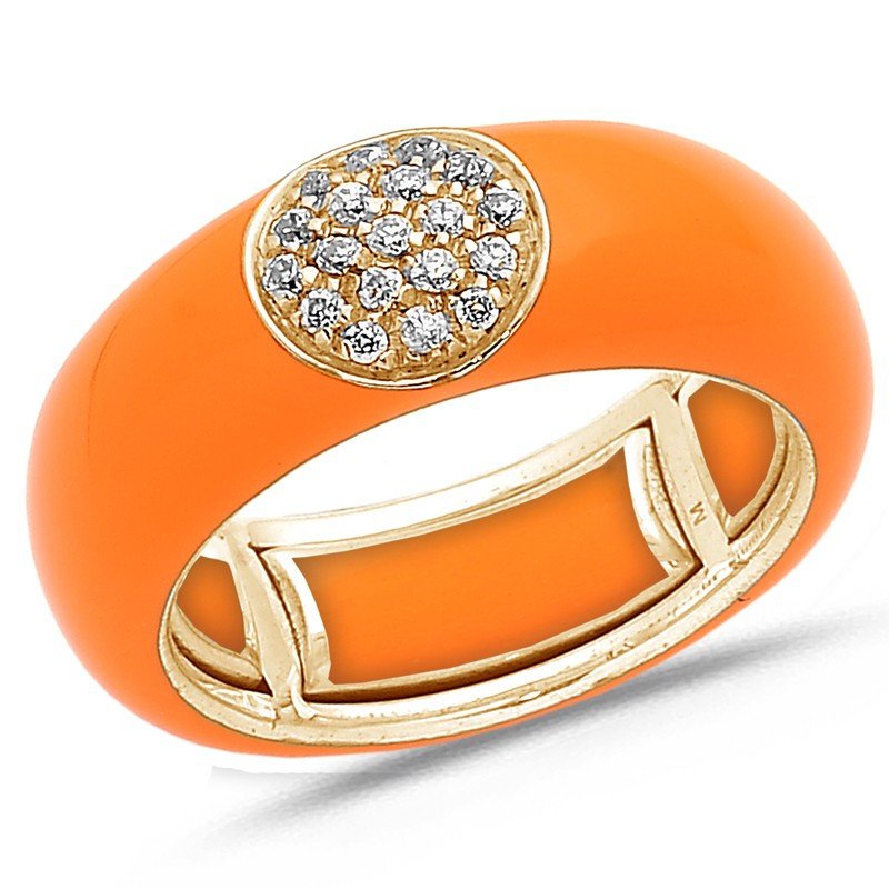 Anello Smalto Hermes Orange Oro Rosa e Brillanti