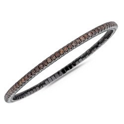 Bracciale Tennis Espandibile Brillanti Neri Due Carati e Mezzo Oro Bianco con Brunitura 5B159W