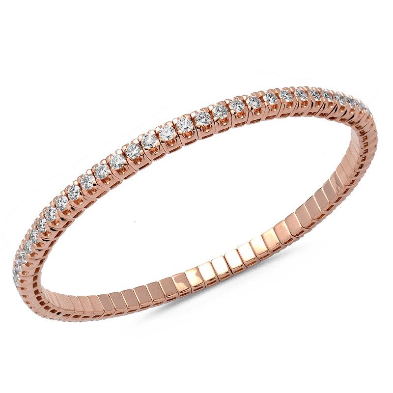 Expandable Tennis Bracelet Three Diamond Carats Pink Gold