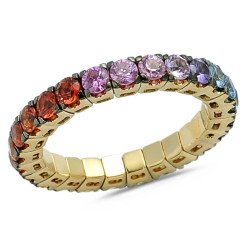 Eternity Expandable Rainbow Sapphires Yellow Gold 1S082G