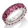 Emerald Cut Pink Expandable Tourmaline Eternity Ring White Gold