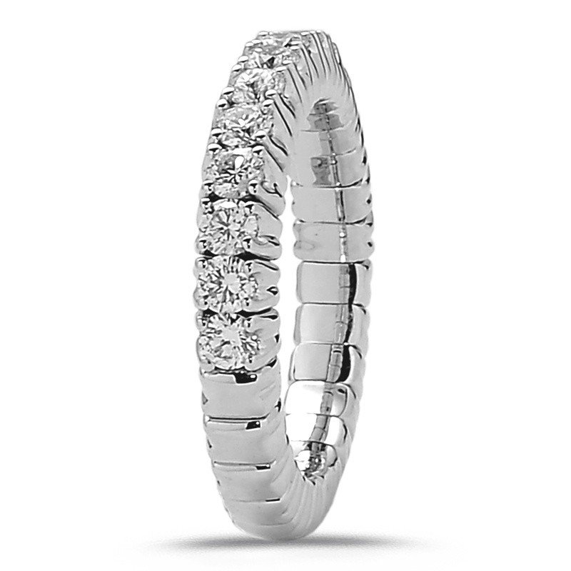 Expandable Band Ring with Diamonds Half Band White  Gold 
1M248W