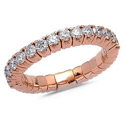 Expandable Ring with Diamonds Half Band Rose Gold 1M248R