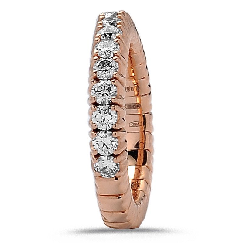 Expandable Ring with Diamonds Half Band Rose Gold 1M248R