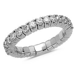 Expandable Ring with Diamonds Half Band White  Gold 1M248W