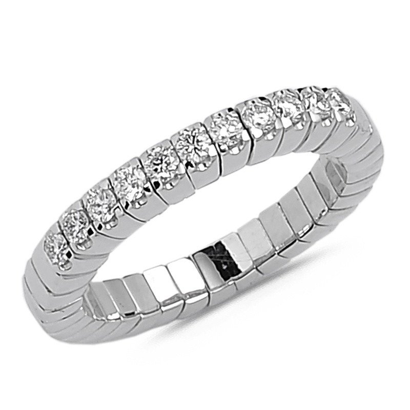 Expandable Ring with Diamonds Half  Band White Gold 1V726W