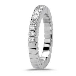 Expandable Ring with Diamonds Half  Band White Gold 1V726W