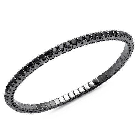 Bracciale Tennis Espandibile Brillanti Neri Cinque Carati Oro Bianco 5B163W