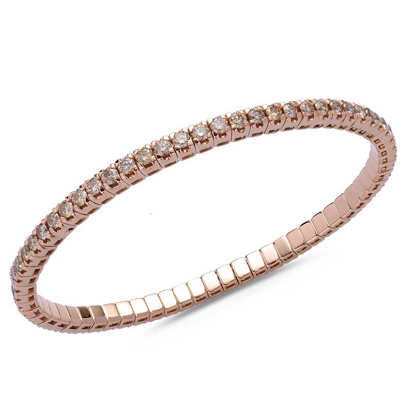 Expandable Tennis Bracelet Five and a Half Champagne Diamond Carats Rose Gold