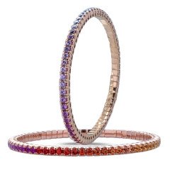 Expandable Rainbow Sapphires Tennis Bracelet Yellow Gold Bracciale Tennis Espandibile Rubini Rosa Oro Rosa
5C134R