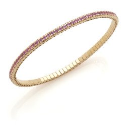 Bracciale Tennis Espandibile Zaffiri Rosa Oro Giallo